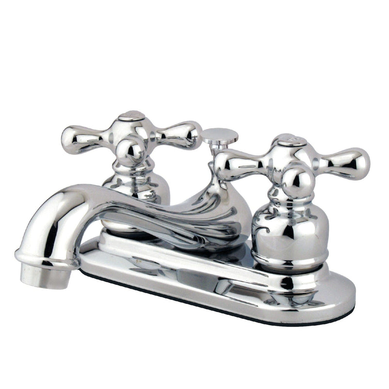 Restoration Double-Handle 3-Hole Deck Mount 4-Inch Centerset Bathroom Faucet with Pop-Up Drain