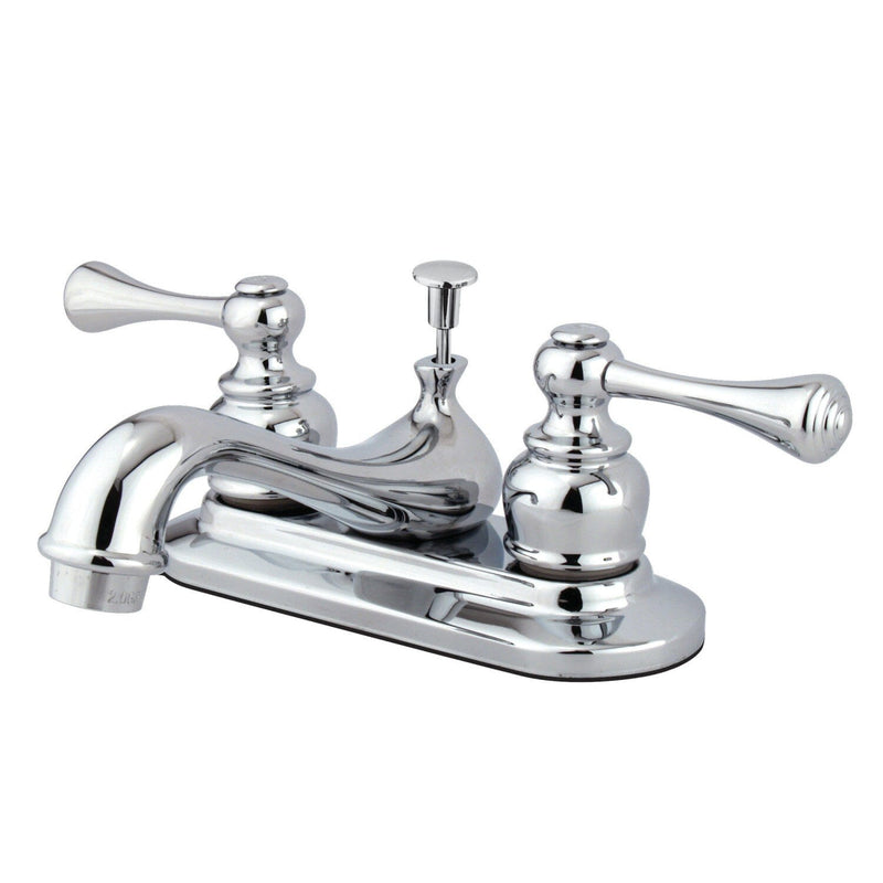 Vintage Double-Handle 3-Hole Deck Mount 4-Inch Centerset Bathroom Faucet with Pop-Up Drain