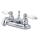 Restoration Double-Handle 3-Hole Deck Mount 4-Inch Centerset Bathroom Faucet with Pop-Up Drain
