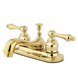 Restoration Double-Handle 3-Hole Deck Mount 4-Inch Centerset Bathroom Faucet with Pop-Up Drain