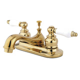 Restoration Double-Handle 3-Hole Deck Mount 4-Inch Centerset Bathroom Faucet with Pop-Up Drain