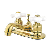 Restoration Double-Handle 3-Hole Deck Mount 4-Inch Centerset Bathroom Faucet with Pop-Up Drain