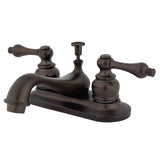 Restoration Double-Handle 3-Hole Deck Mount 4-Inch Centerset Bathroom Faucet with Pop-Up Drain