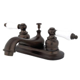 Restoration Double-Handle 3-Hole Deck Mount 4-Inch Centerset Bathroom Faucet with Pop-Up Drain
