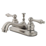 Restoration Double-Handle 3-Hole Deck Mount 4-Inch Centerset Bathroom Faucet with Pop-Up Drain