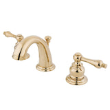 English Country Two-Handle 3-Hole Deck Mount Widespread Bathroom Faucet with Plastic Pop-Up