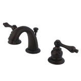 English Country Two-Handle 3-Hole Deck Mount Widespread Bathroom Faucet with Plastic Pop-Up