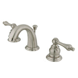English Country Two-Handle 3-Hole Deck Mount Widespread Bathroom Faucet with Plastic Pop-Up