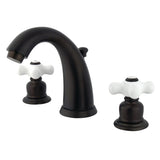 English Country Two-Handle 3-Hole Deck Mount Widespread Bathroom Faucet with Pop-Up Drain