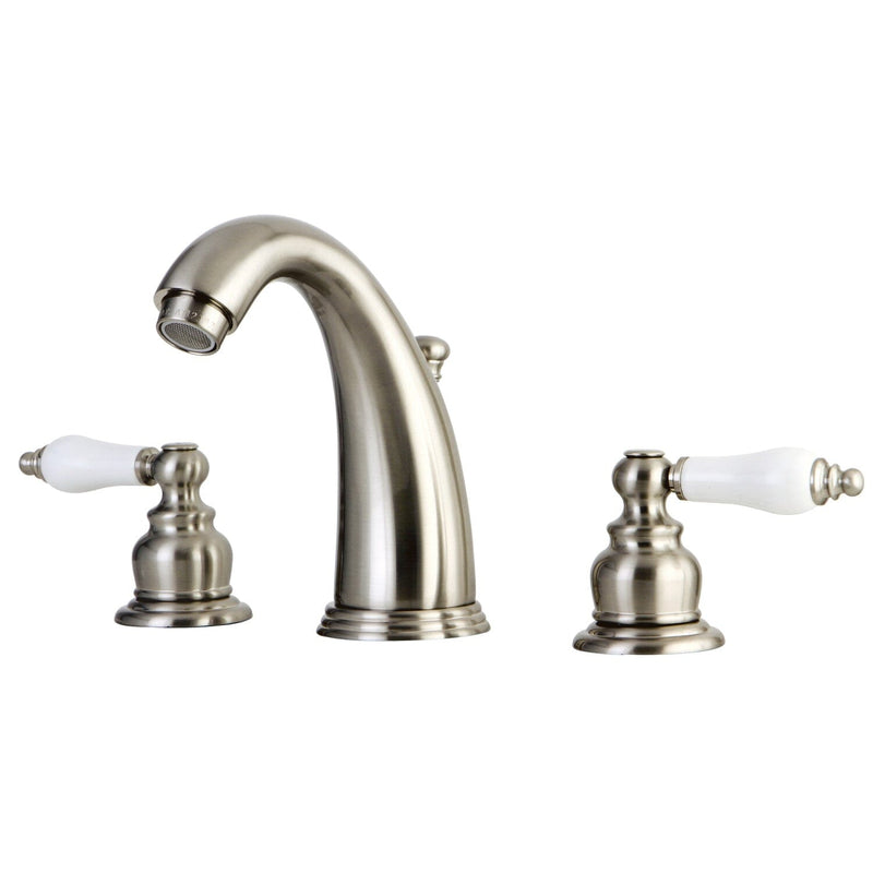 English Country Two-Handle 3-Hole Deck Mount Widespread Bathroom Faucet with Pop-Up Drain