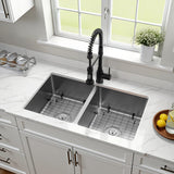 Calgary 33-Inch Stainless Steel Double Bowl Dual Mount Kitchen Sink with Drain