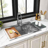 Uptowne 30-Inch Stainless Steel Single Bowl Dual Mount Kitchen Sink with 6-Piece Kitchen Accessory Set