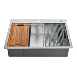 Uptowne 30-Inch Stainless Steel Single Bowl Dual Mount Kitchen Sink with 6-Piece Kitchen Accessory Set