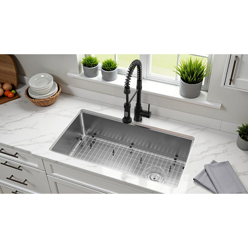 Calgary 33-Inch Stainless Steel Single Bowl Dual Mount Kitchen Sink with Drain