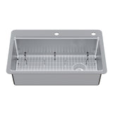 Calgary 33-Inch Stainless Steel Single Bowl Dual Mount Kitchen Sink with Drain