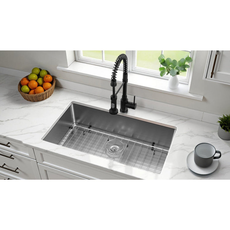 Calgary 33-Inch Stainless Steel Single Bowl Dual Mount Kitchen Sink with Drain