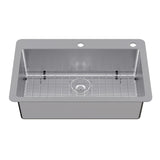 Calgary 33-Inch Stainless Steel Single Bowl Dual Mount Kitchen Sink with Drain