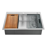 Uptowne 33-Inch Stainless Steel Single Bowl Dual Mount Kitchen Sink with 6-Piece Kitchen Accessory Set