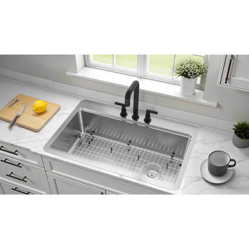 Calgary 33-Inch Stainless Steel Single Bowl Dual Mount Kitchen Sink with Drain