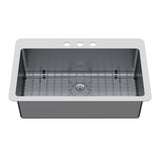 Calgary 33-Inch Stainless Steel Single Bowl Dual Mount Kitchen Sink with Drain