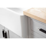 Arcticstone 36-Inch Solid Surface White Stone Apron-Front Single Bowl Farmhouse Kitchen Sink with Strainer