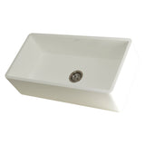 Arcticstone 36-Inch Solid Surface White Stone Apron-Front Single Bowl Farmhouse Kitchen Sink with Strainer