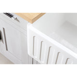 Arcticstone 36-Inch Solid Surface White Stone Apron-Front Single Bowl Farmhouse Kitchen Sink