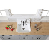 Arcticstone 24-Inch Solid Surface White Stone Single Bowl Top-Mount Kitchen Sink with Backsplash and Strainer