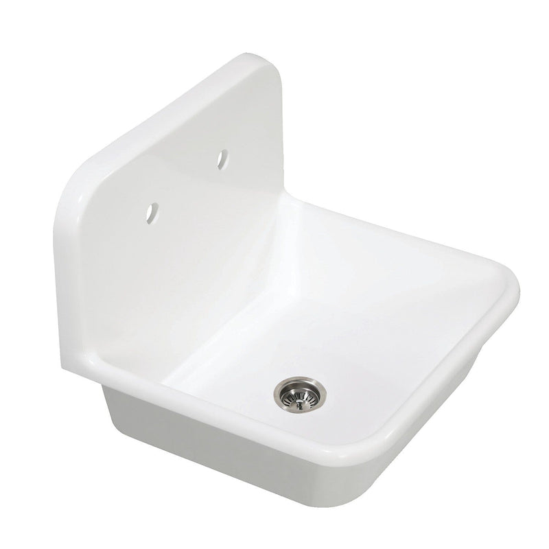 Arcticstone 24-Inch Solid Surface White Stone Single Bowl Top-Mount Kitchen Sink with Backsplash and Strainer