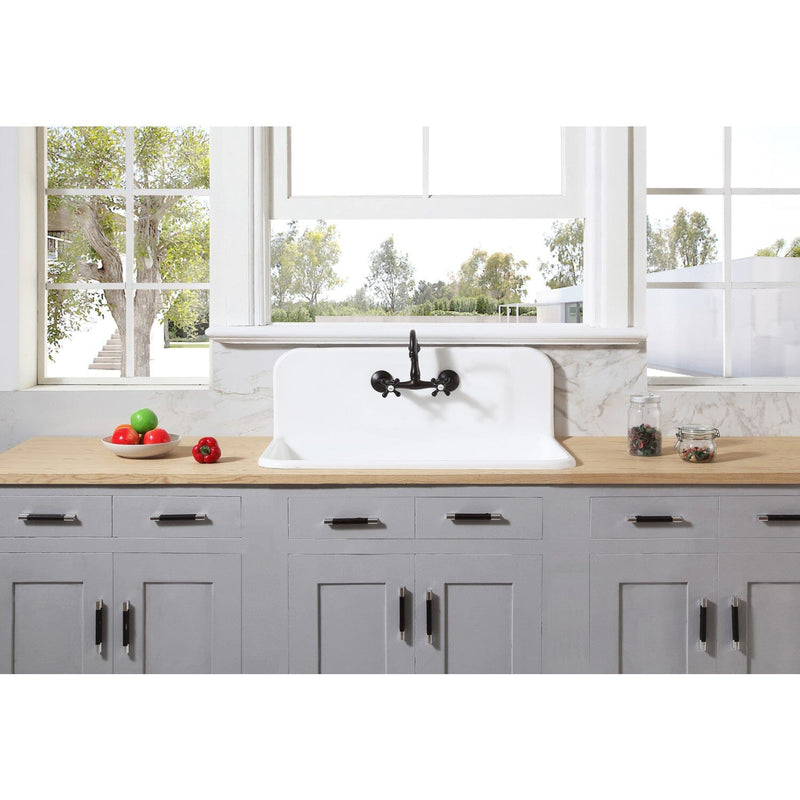 Arcticstone 36-Inch Solid Surface White Stone Single Bowl Top-Mount Kitchen Sink with Backsplash and Strainer