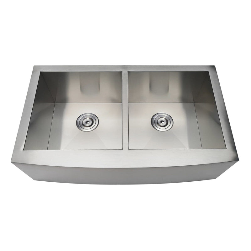 Uptowne 33-Inch Stainless Steel Apron-Front Double Bowl Farmhouse Kitchen Sink with Strainers x 2