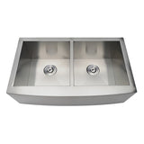 Uptowne 33-Inch Stainless Steel Apron-Front Double Bowl Farmhouse Kitchen Sink with Strainers x 2