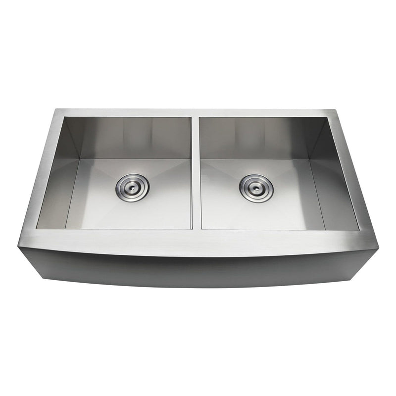 Uptowne 36-Inch Stainless Steel Apron-Front Double Bowl Farmhouse Kitchen Sink with Strainers x 2