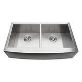 Uptowne 36-Inch Stainless Steel Apron-Front Double Bowl Farmhouse Kitchen Sink with Strainers x 2