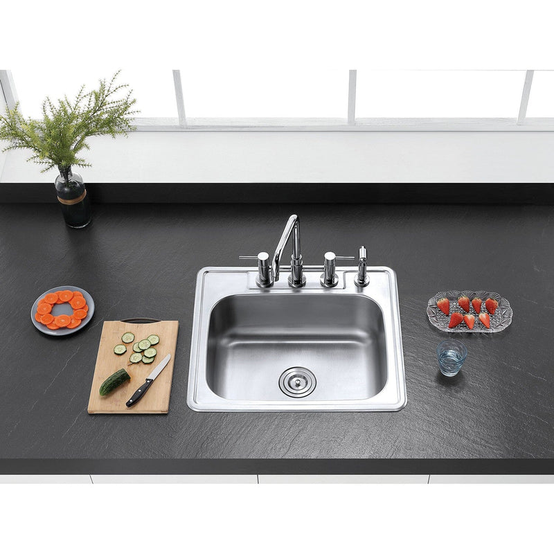 Studio 25-Inch Stainless Steel Self-Rimming Single Bowl Drop-In Kitchen Sink