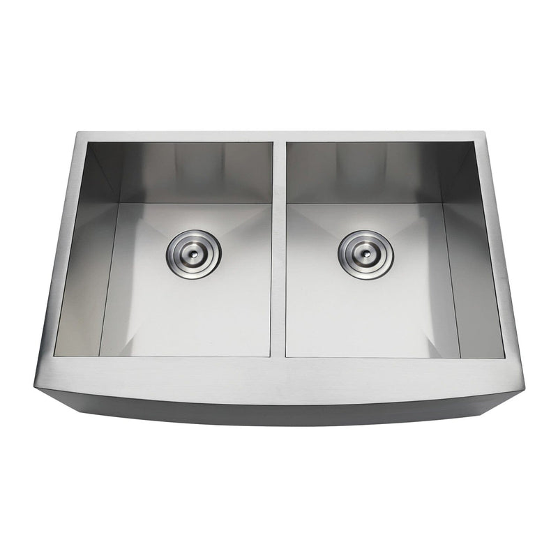 Uptowne 30-Inch Stainless Steel Apron-Front Double Bowl Farmhouse Kitchen Sink with Strainers x 2
