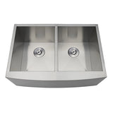 Uptowne 30-Inch Stainless Steel Apron-Front Double Bowl Farmhouse Kitchen Sink with Strainers x 2