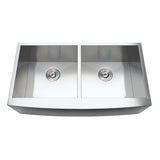 Uptowne 36-Inch Stainless Steel Apron-Front Double Bowl Farmhouse Kitchen Sink with Strainers x 2