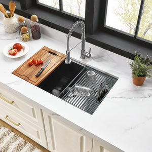 Uptowne 32-Inch Stainless Steel Single Bowl Undermount Kitchen Sink with 6-Piece Kitchen Accessory Set