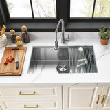 Uptowne 32-Inch Stainless Steel Single Bowl Undermount Kitchen Sink with 6-Piece Kitchen Accessory Set