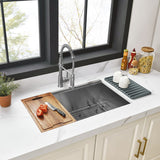Uptowne 32-Inch Stainless Steel Single Bowl Undermount Kitchen Sink with 6-Piece Kitchen Accessory Set