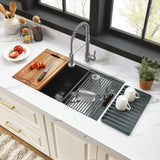 Uptowne 32-Inch Stainless Steel Single Bowl Undermount Kitchen Sink with 6-Piece Kitchen Accessory Set