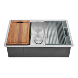 Uptowne 32-Inch Stainless Steel Single Bowl Undermount Kitchen Sink with 6-Piece Kitchen Accessory Set