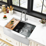 Uptowne 33-Inch Stainless Steel Single Bowl Farmhouse Kitchen Sink with 6-Piece Kitchen Accessory Set