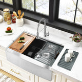 Uptowne 33-Inch Stainless Steel Single Bowl Farmhouse Kitchen Sink with 6-Piece Kitchen Accessory Set