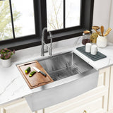 Uptowne 33-Inch Stainless Steel Single Bowl Farmhouse Kitchen Sink with 6-Piece Kitchen Accessory Set