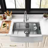 Uptowne 33-Inch Stainless Steel Single Bowl Farmhouse Kitchen Sink with 6-Piece Kitchen Accessory Set