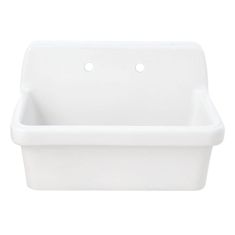 Doriteal 30-Inch Ceramic Single Bowl Wall Mount Kitchen Sink with Strainer