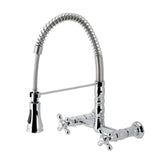 Heritage Double-Handle 2-Hole Wall-Mount Pre-Rinse Bridge Kitchen Faucet