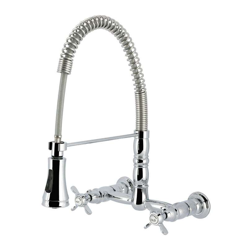 Essex Double-Handle 2-Hole Wall-Mount Pre-Rinse Bridge Kitchen Faucet